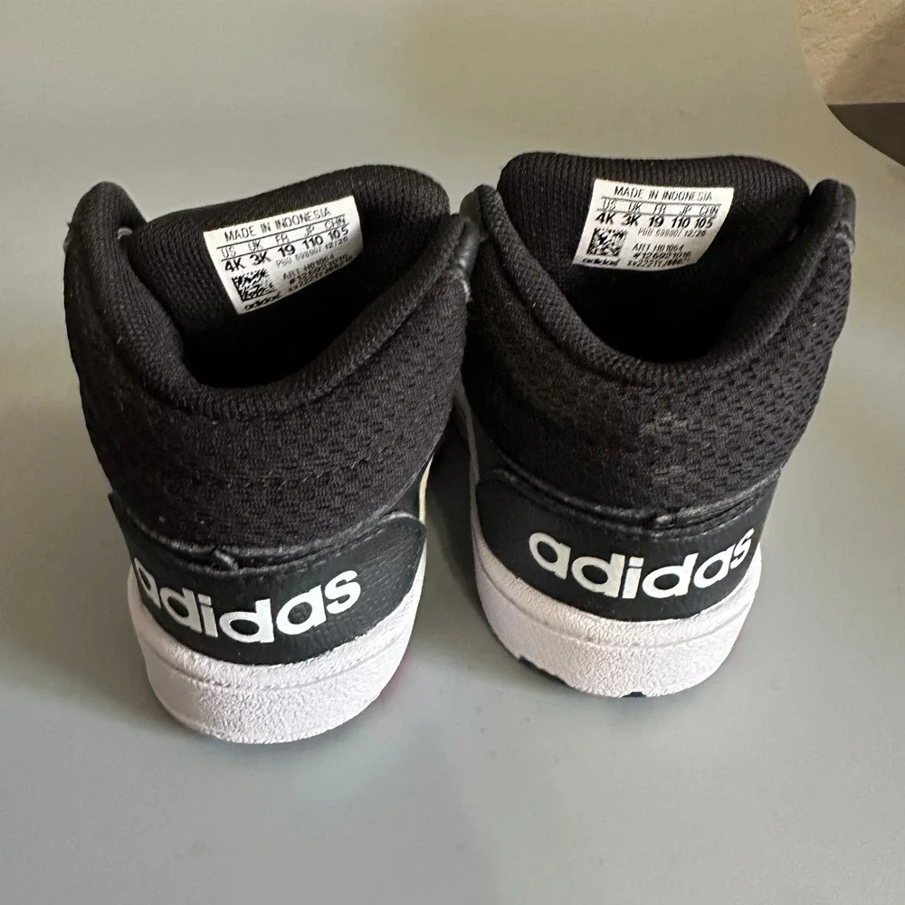 Adidas Hoops 2.0 Mid Toddler Sneakers Black White Red H01064 Size 4K